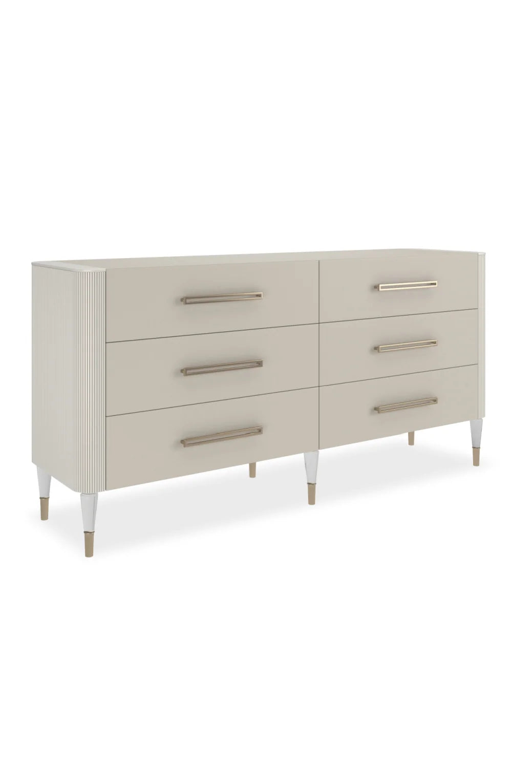 Luxury Modern Pearlescent Vinyl 6-Drawer Dresser European Style for Villa