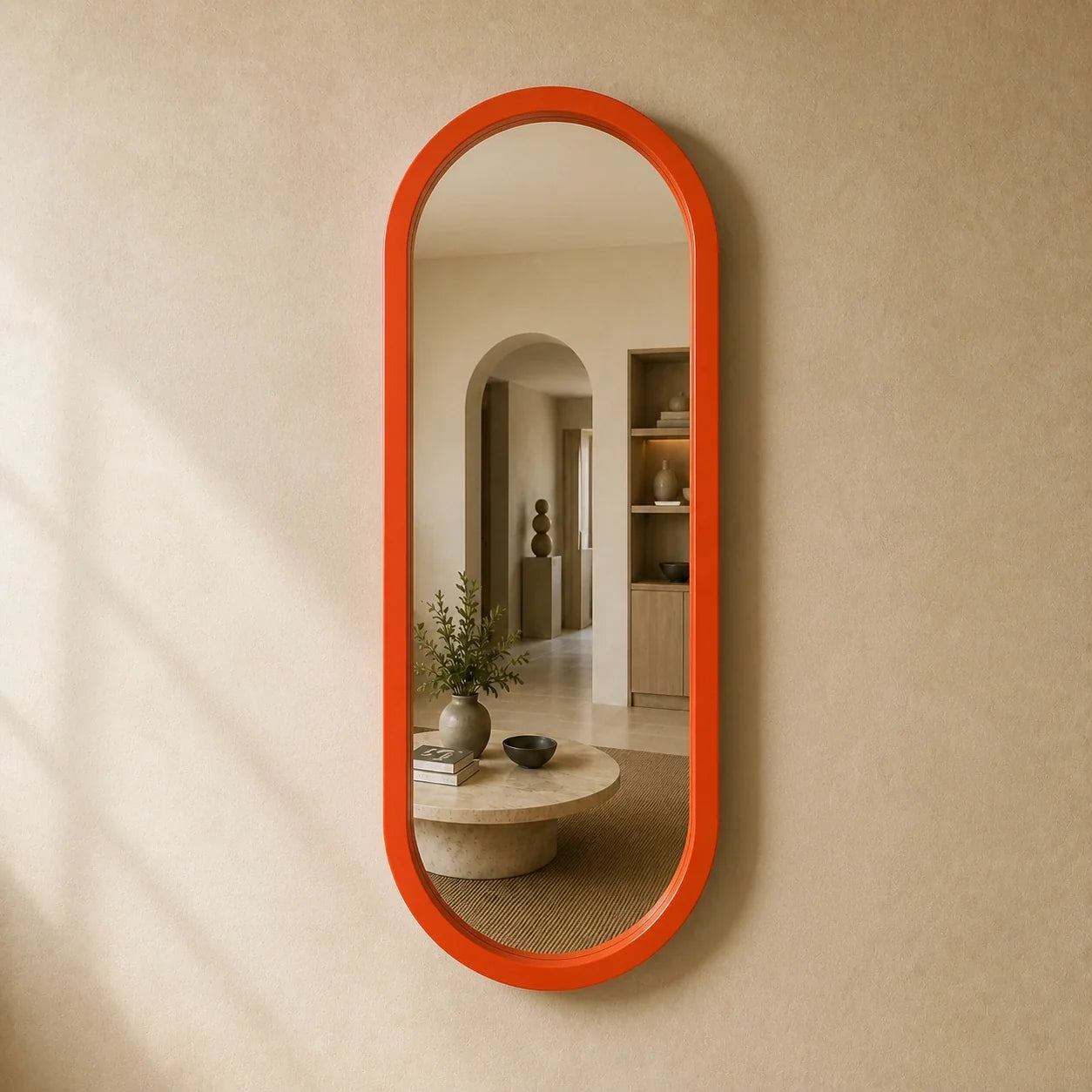 Luxury Modern Pill Orange Mirror European Style for Villa