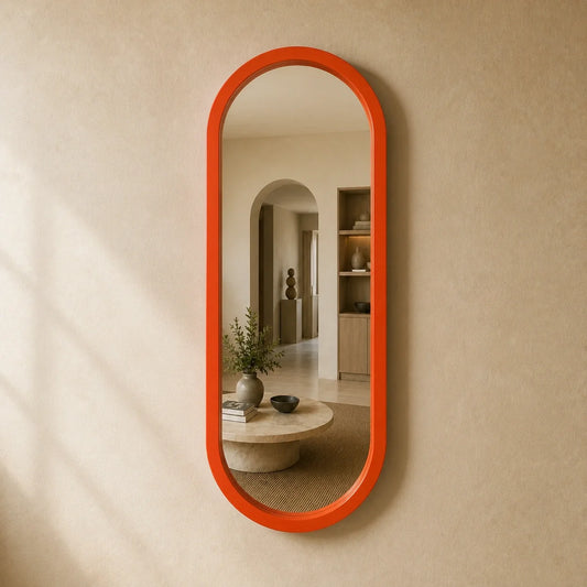 Luxury Modern Pill Orange Mirror European Style for Villa
