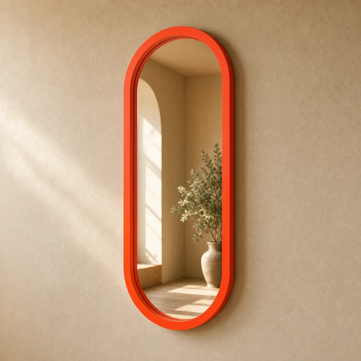Luxury Modern Pill Orange Mirror European Style for Villa