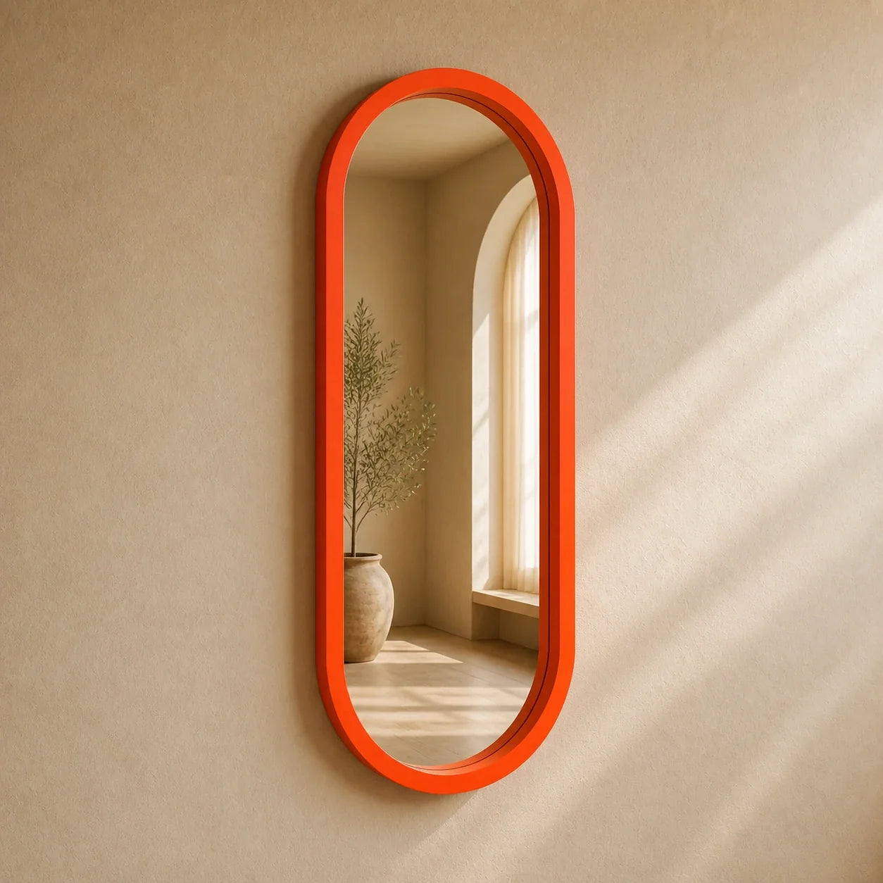 Luxury Modern Pill Orange Mirror European Style for Villa