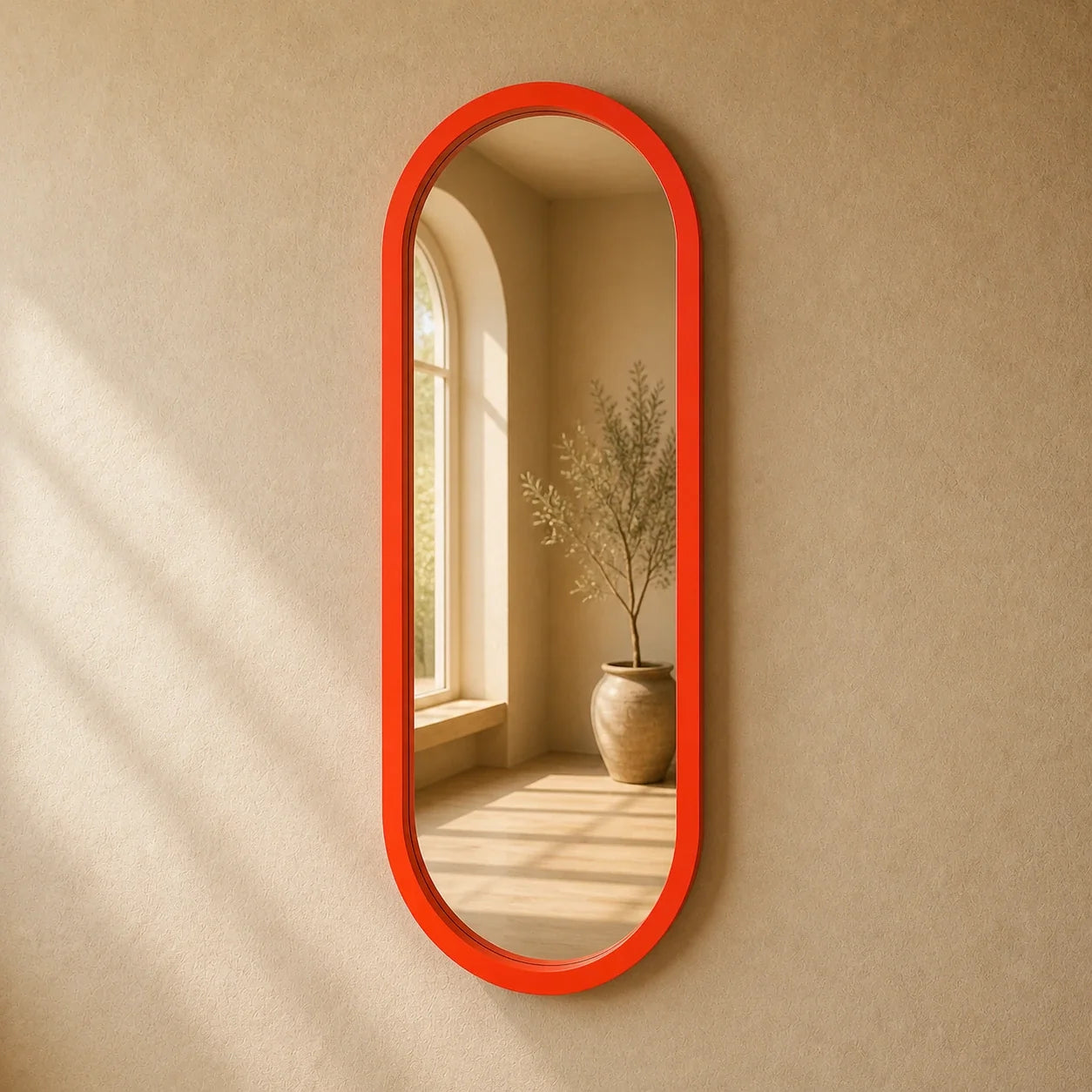 Luxury Modern Pill Orange Mirror European Style for Villa