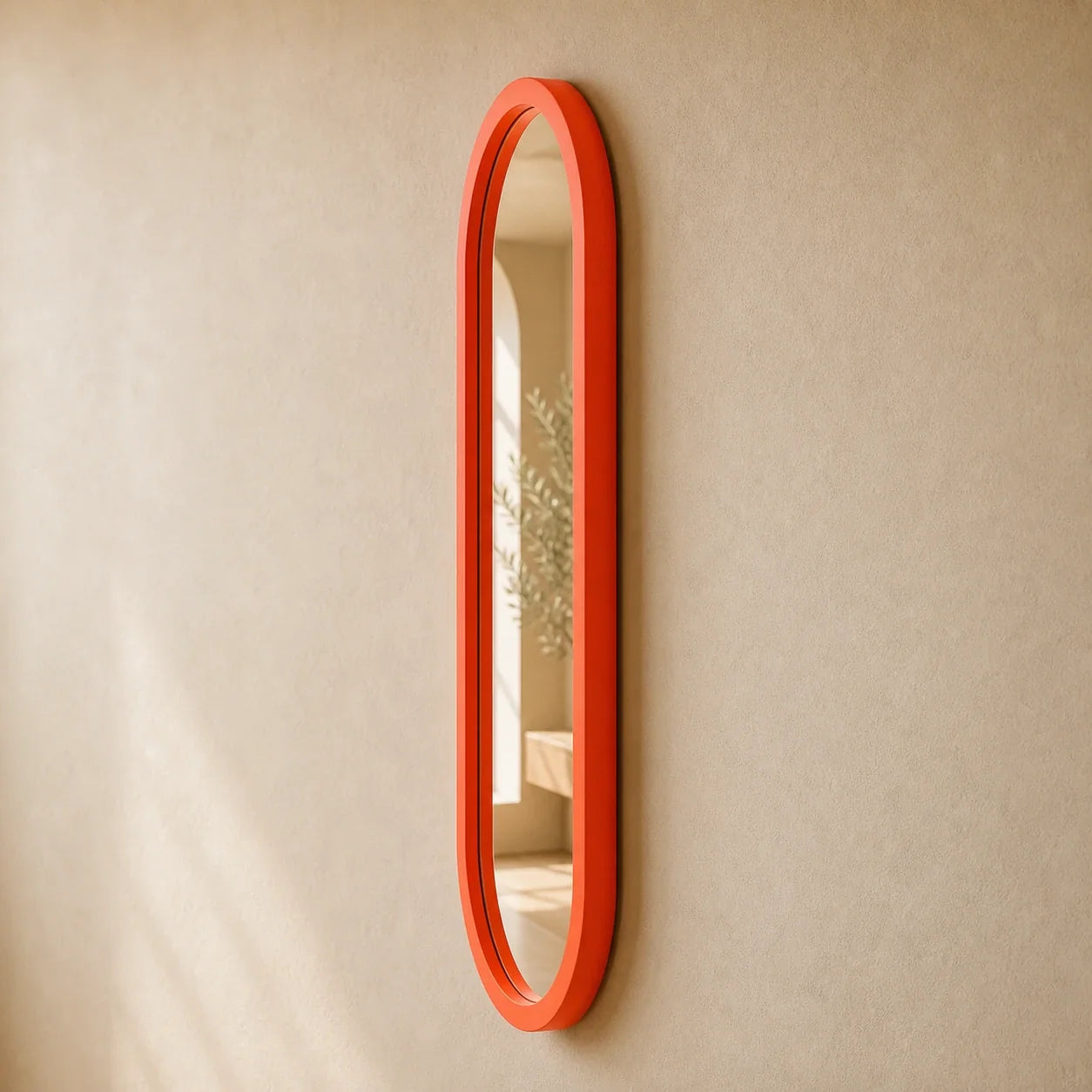 Luxury Modern Pill Orange Mirror European Style for Villa