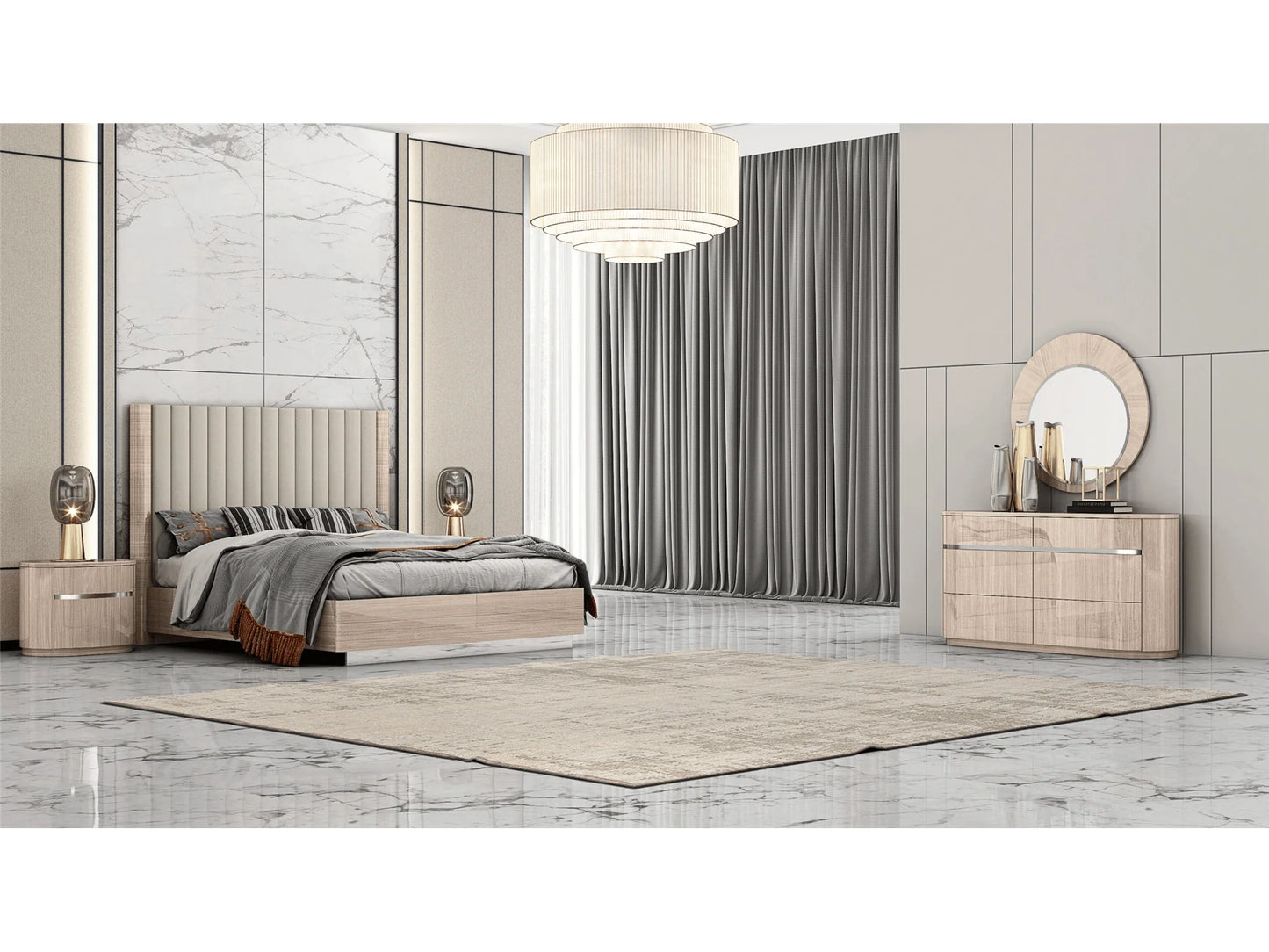 Luxury Modern Pillar Queen Bed European Style for Villa