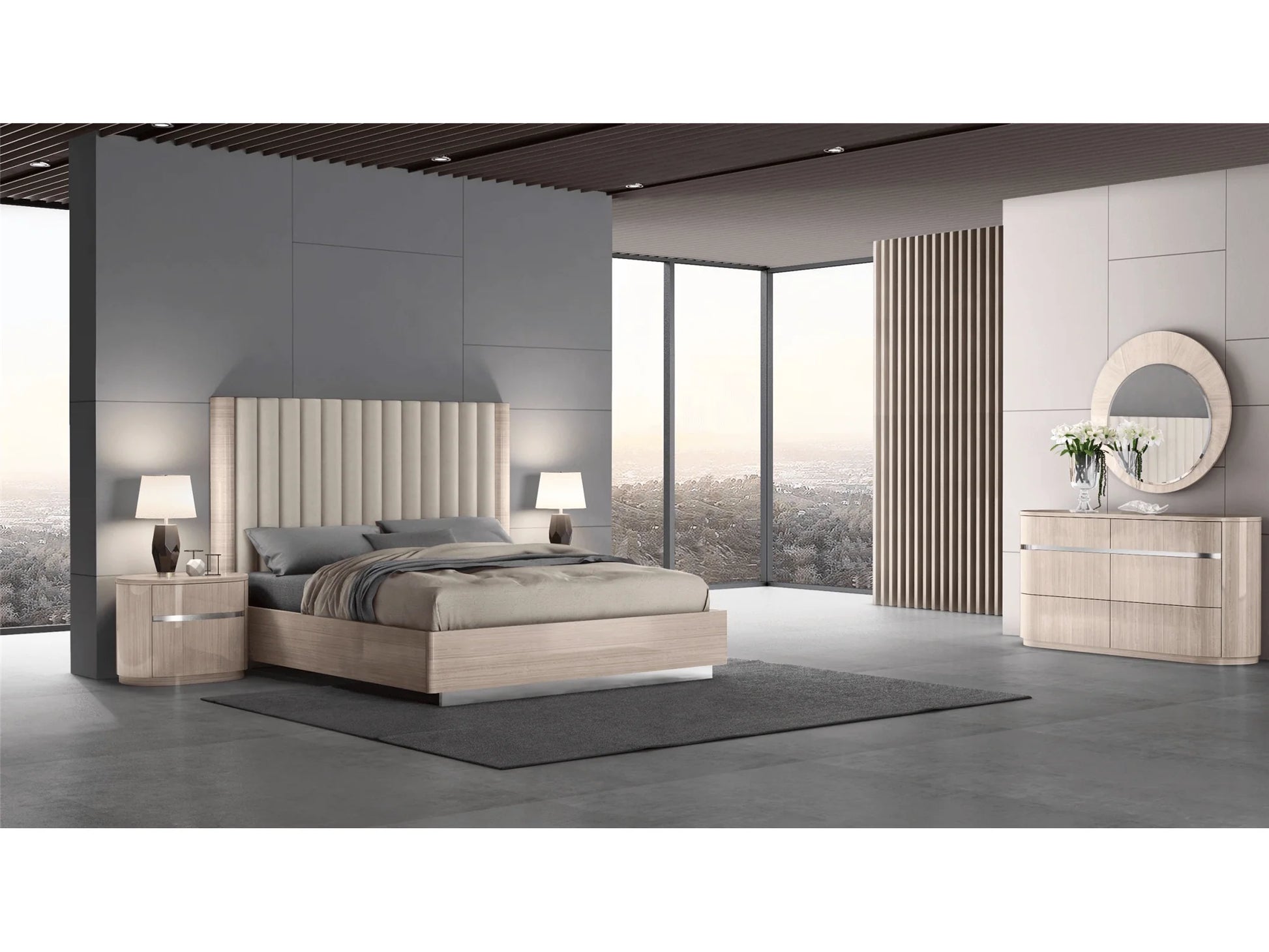 Luxury Modern Pillar Queen Bed European Style for Villa