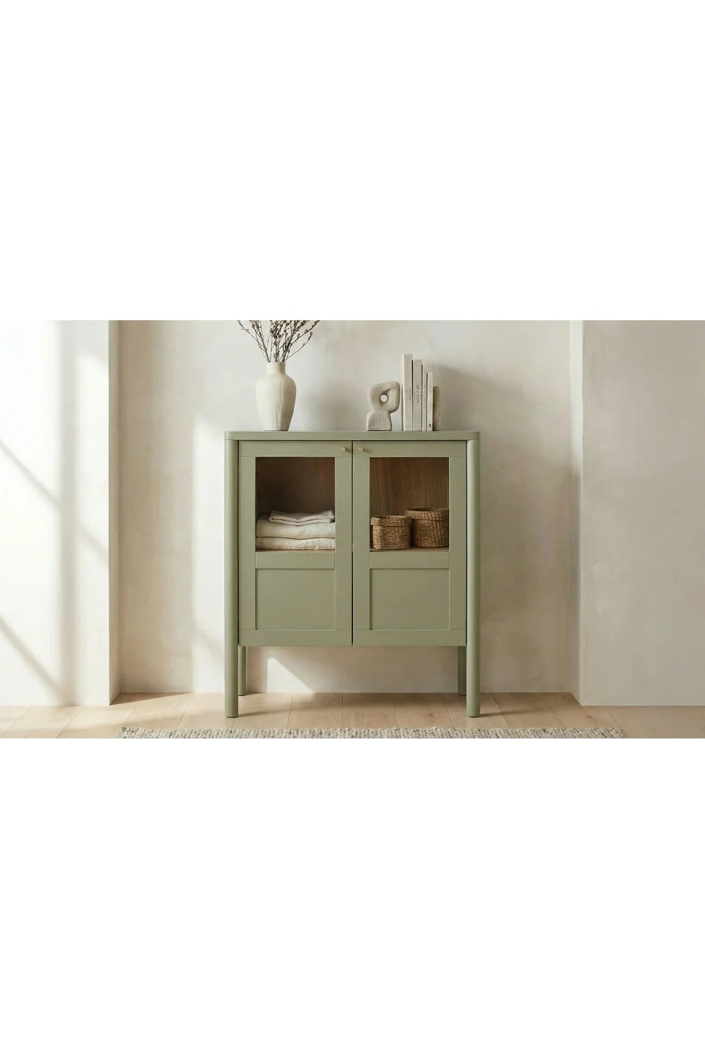 Luxury Modern Pine Glass Display Cabinet European Style for Villa
