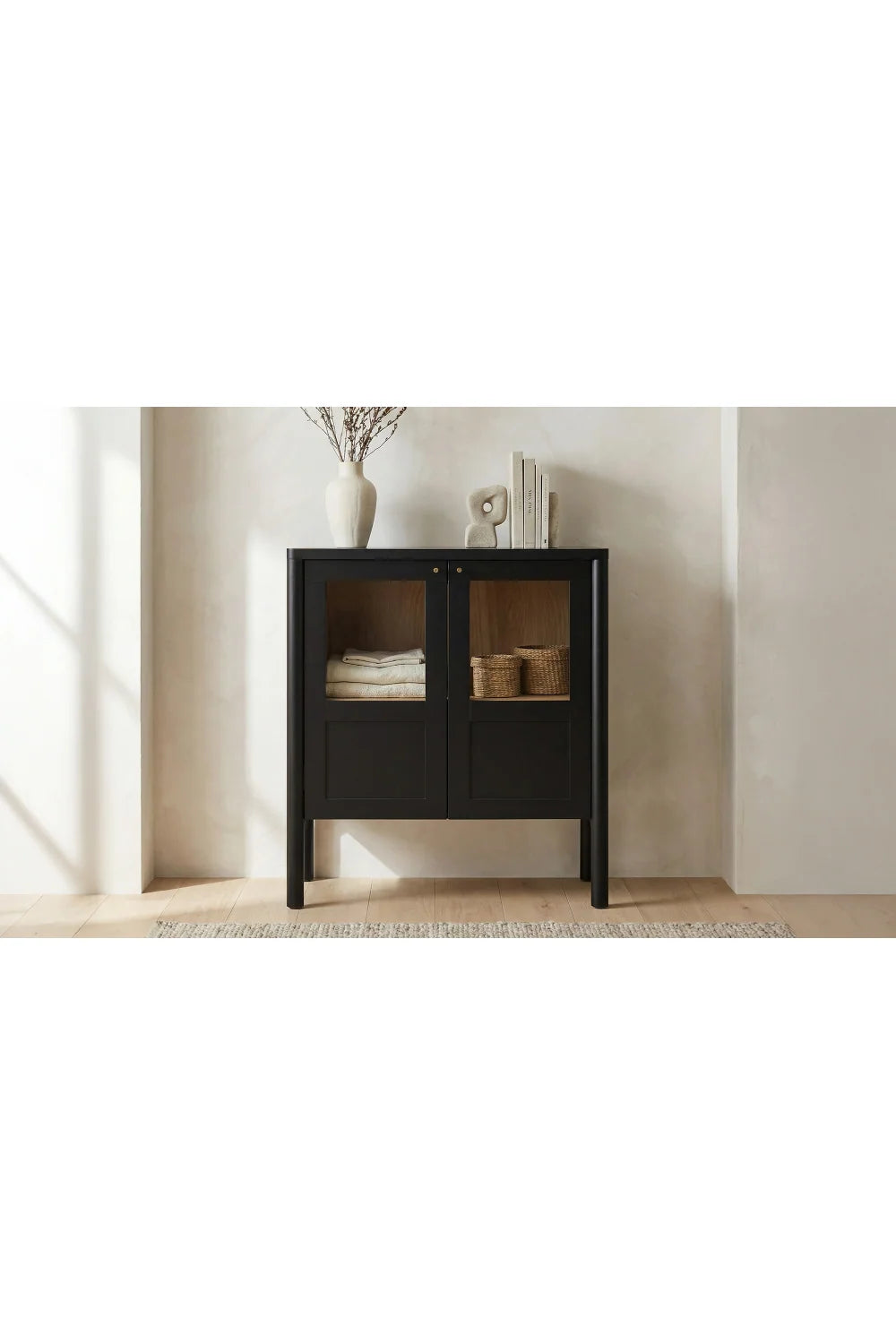 Luxury Modern Pine Glass Display Cabinet European Style for Villa