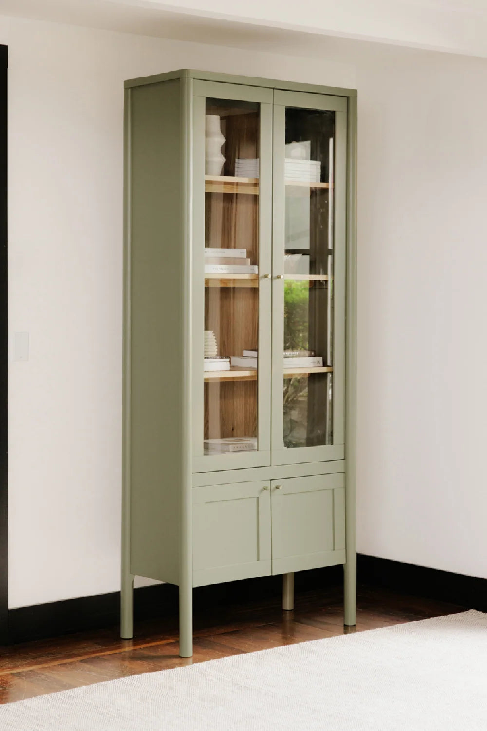 Luxury Modern Pine Glass Display Cabinet European Style for Villa