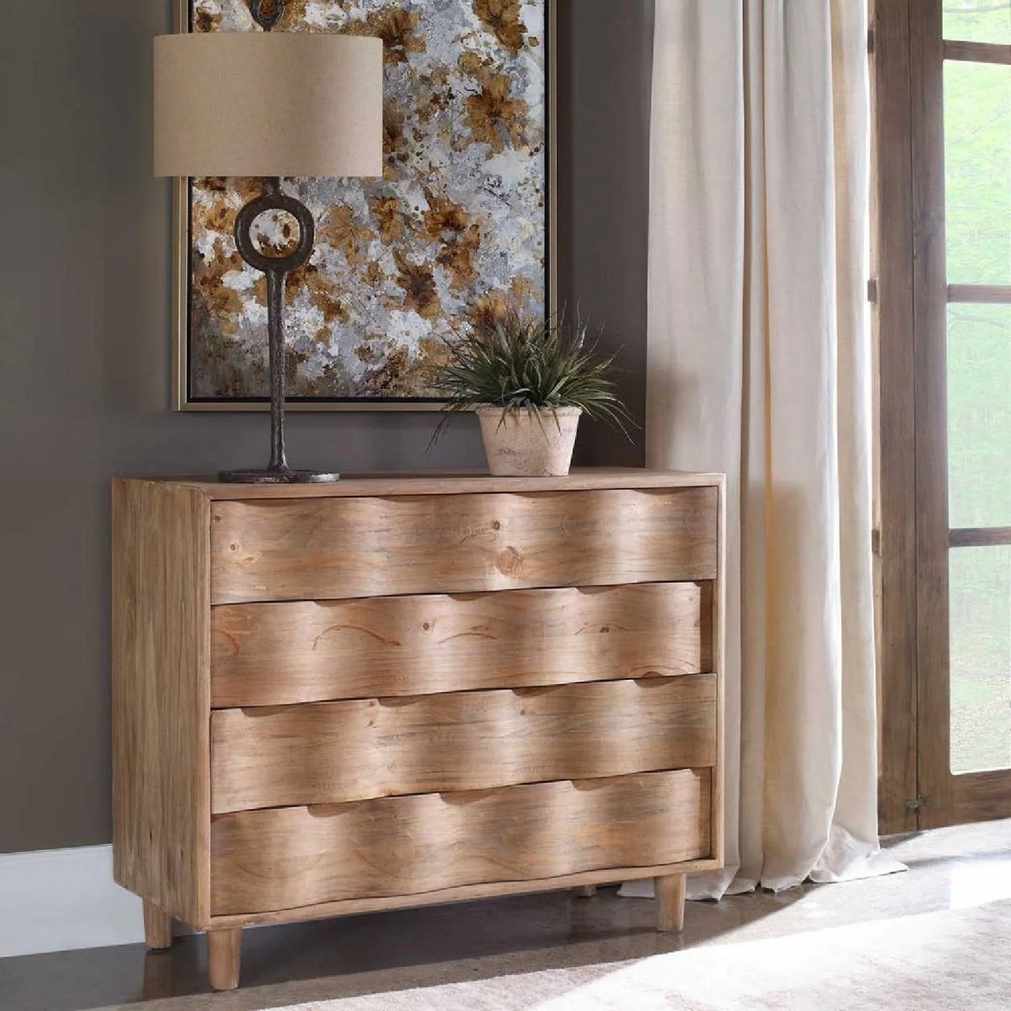 Luxury Modern Pine Wood 4-Drawer Chest European Style for Villa