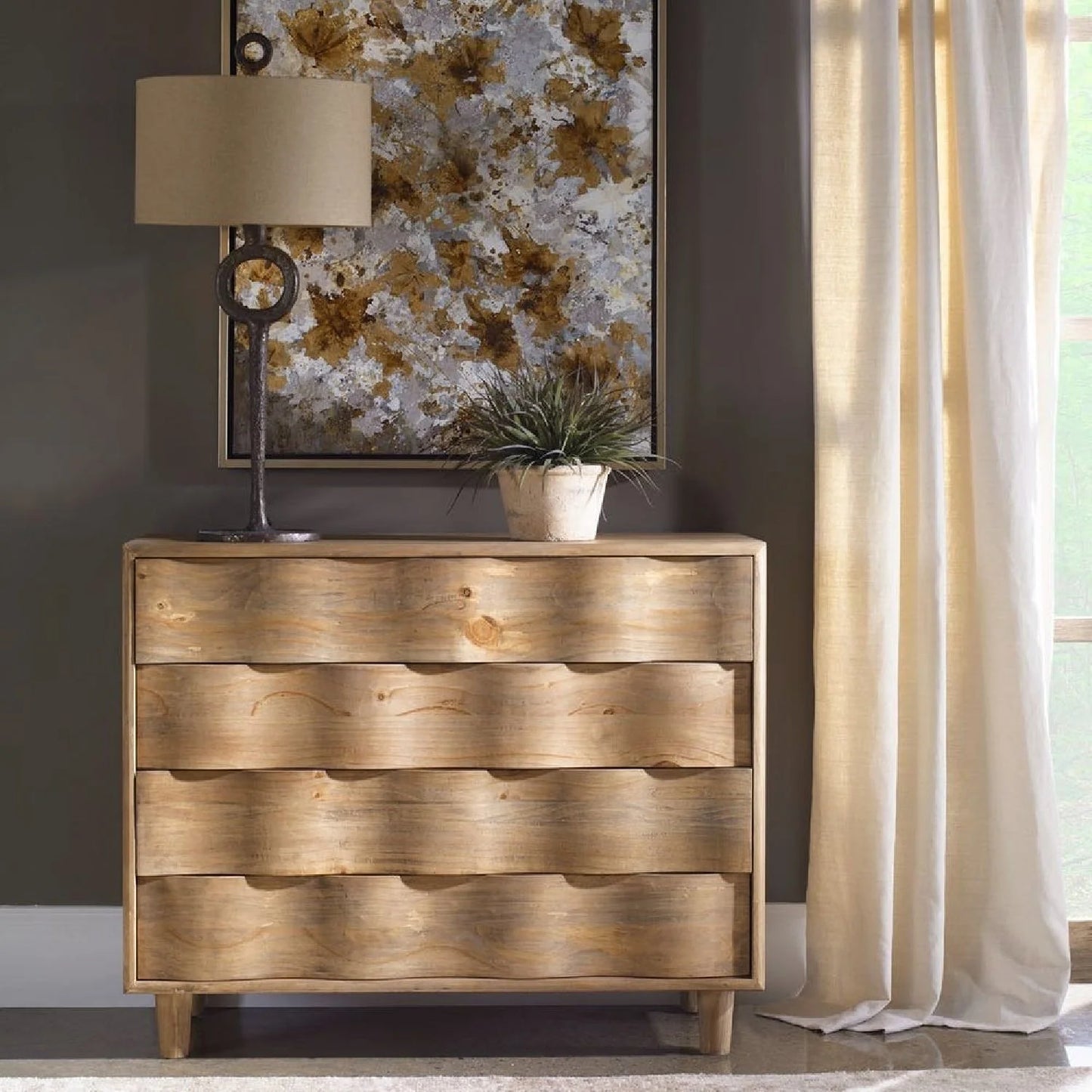 Luxury Modern Pine Wood 4-Drawer Chest European Style for Villa