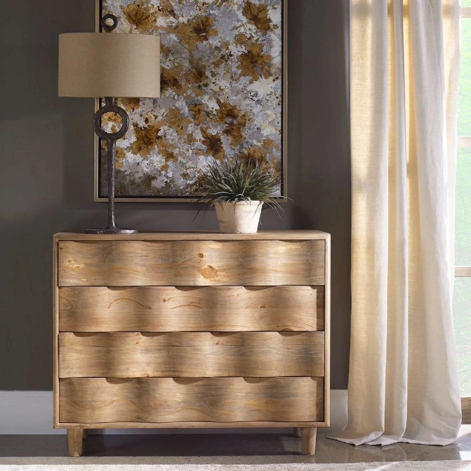 Luxury Modern Pine Wood 4-Drawer Chest European Style for Villa