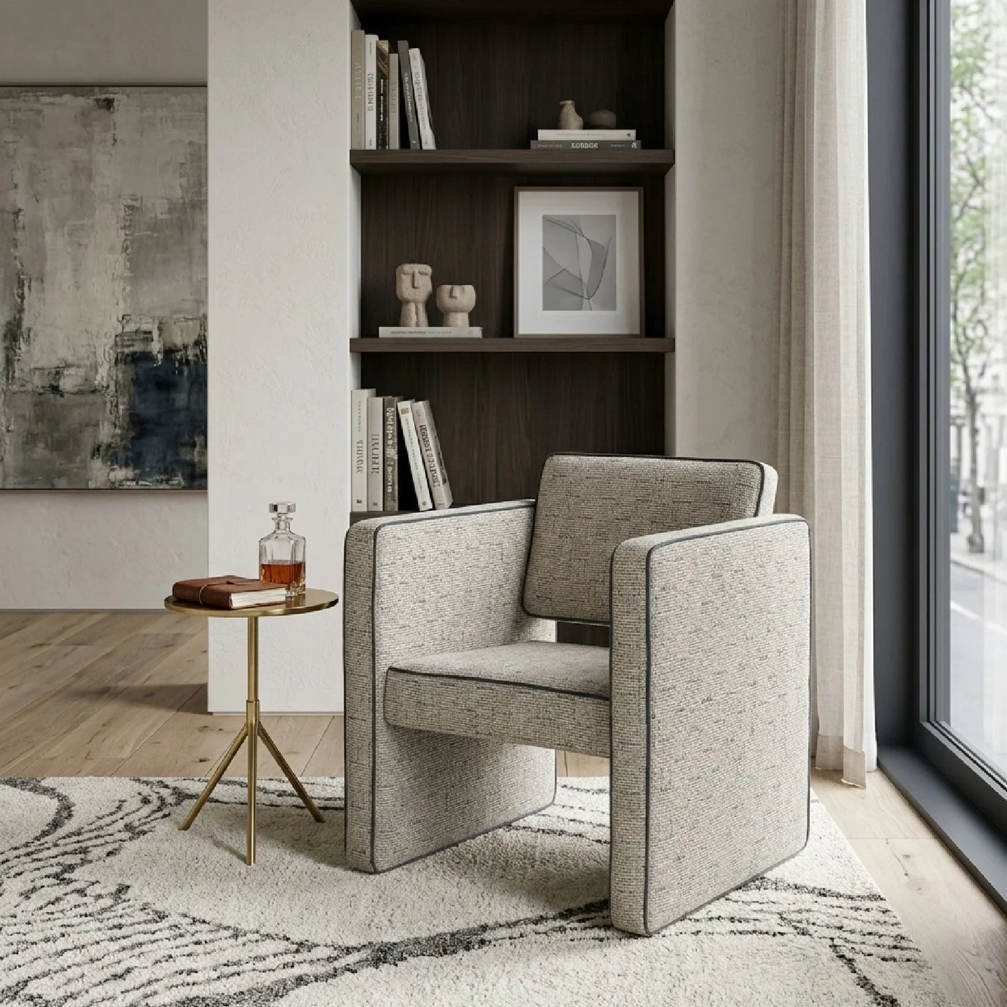 Luxury Modern Piped Accent Chair European Style for Villa