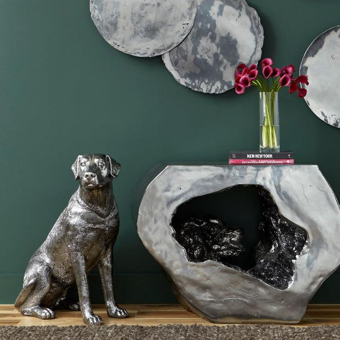 Luxury Modern Plateada Hollow Console Table European Style for Villa