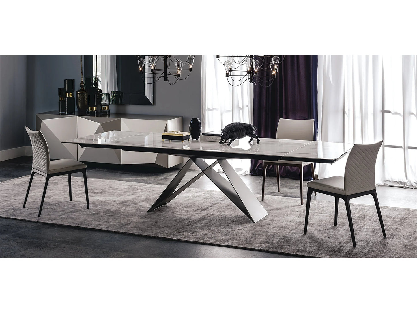 Luxury Modern Premier Ceramic Dining Table European Style for Villa