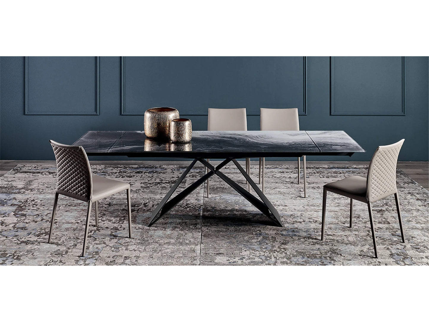 Luxury Modern Premier CrystalArt Dining Table European Style for Villa