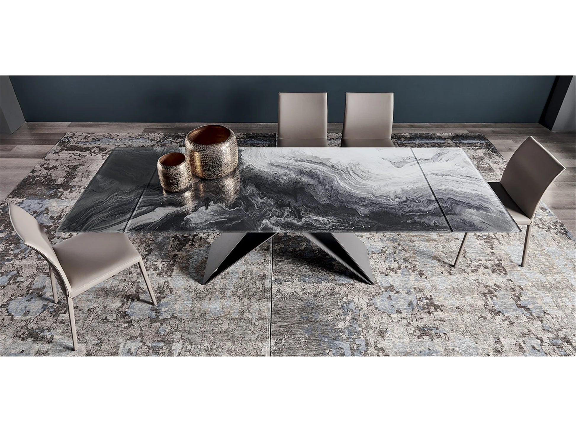Luxury Modern Premier CrystalArt Dining Table European Style for Villa