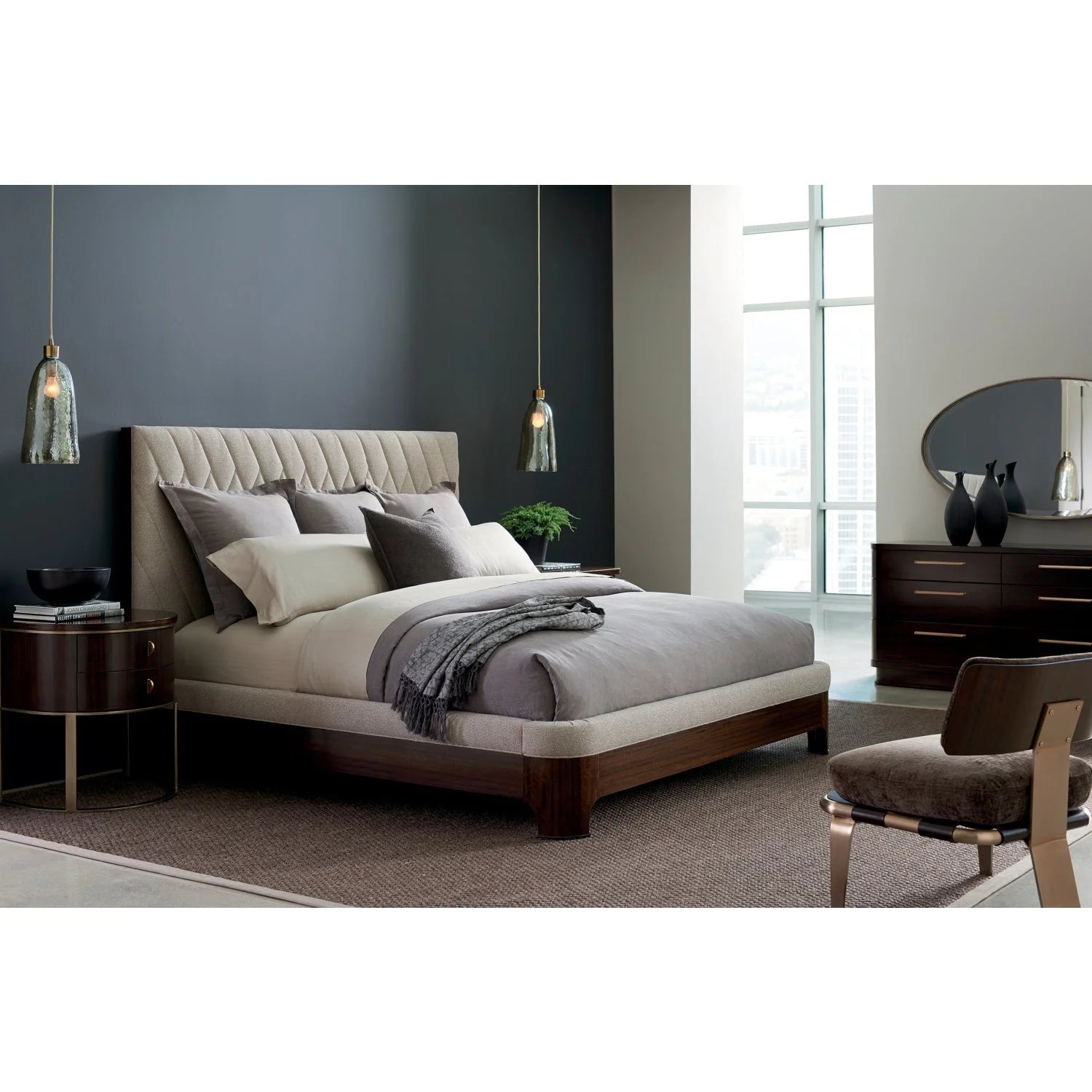 Luxury Modern Quilted Fabric Bed European Style for Villa
