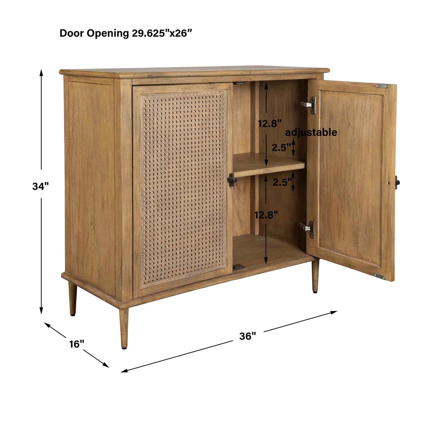 Luxury Modern Rattan Cane 2-Door Cabinet European Style for Villa