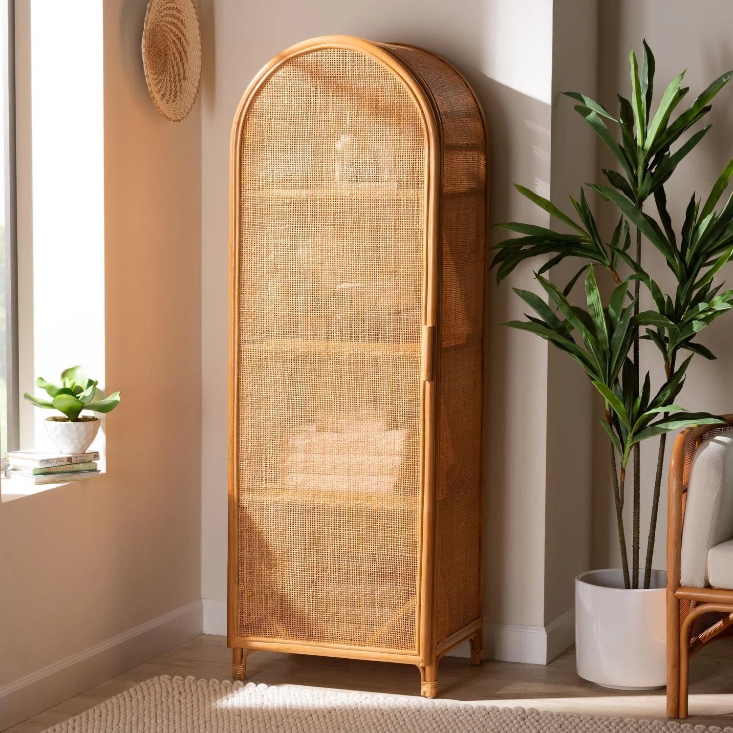 Luxury Modern Rattan Storage Cabinet European Style for Villa
