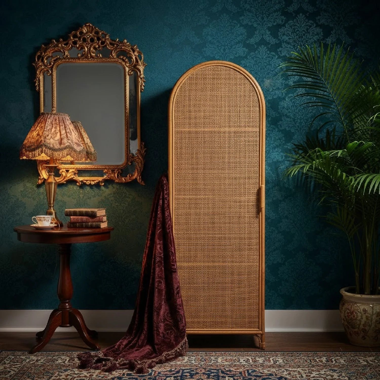 Luxury Modern Rattan Storage Cabinet European Style for Villa