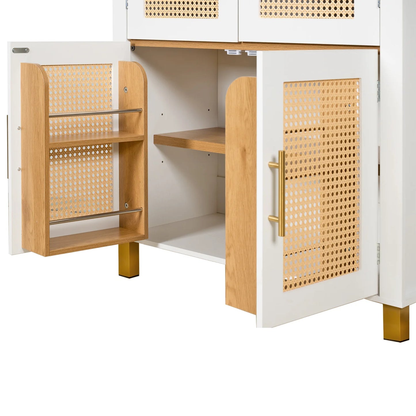 Luxury Modern Rattan Wood 2-Door Cabinet European Style for Villa