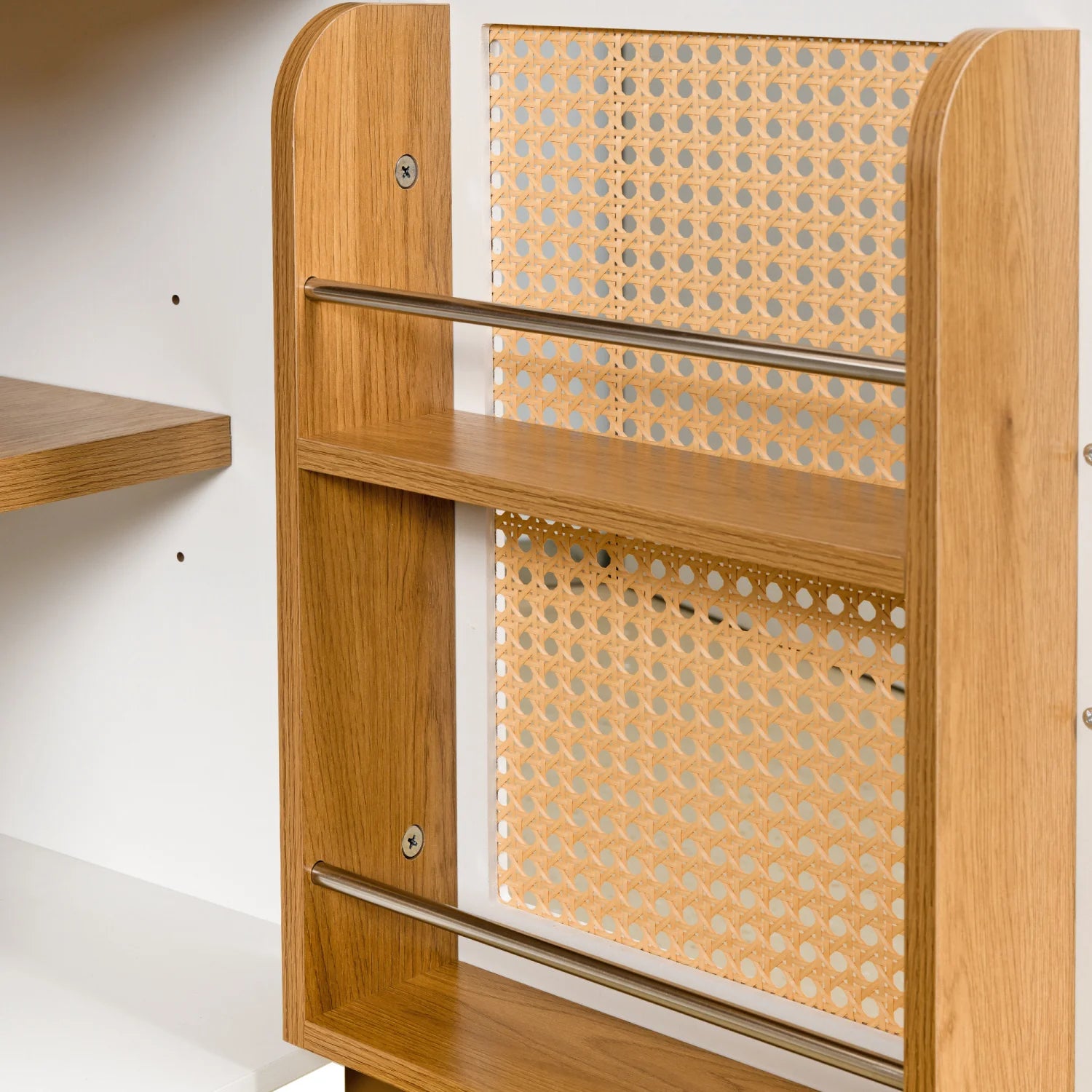 Luxury Modern Rattan Wood 2-Door Cabinet European Style for Villa