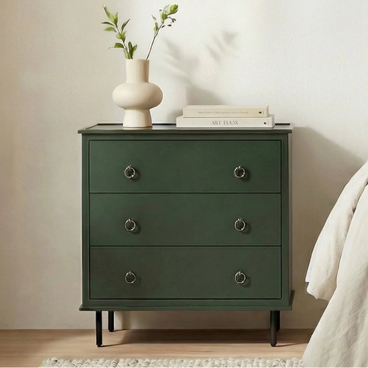 Luxury Modern Reagan 3-Drawer Nightstand European Style for Villa