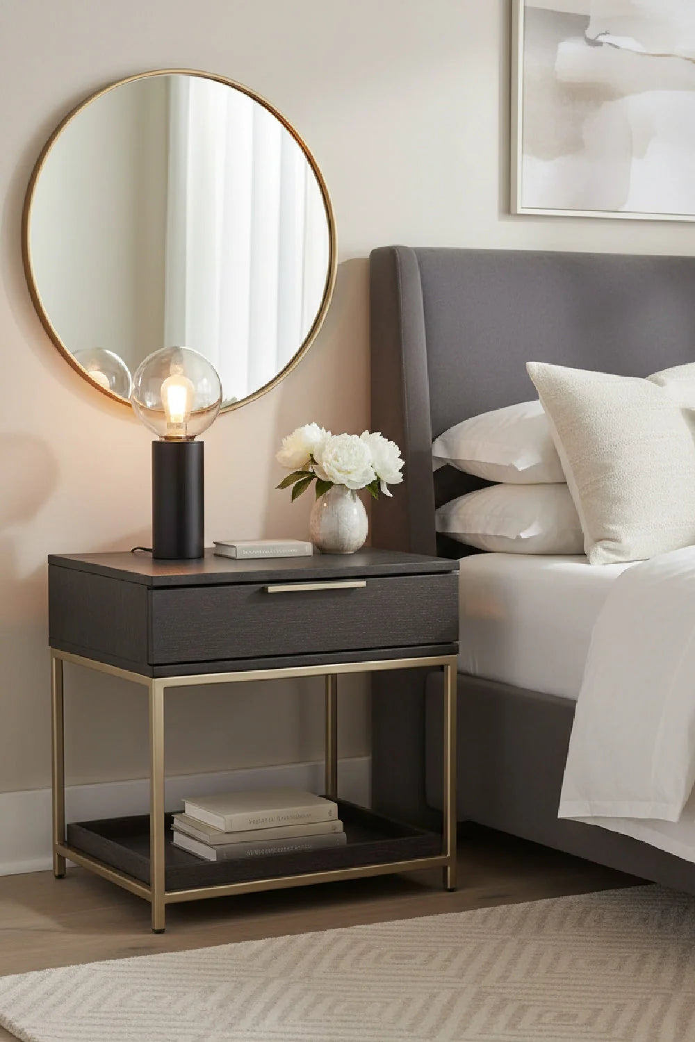 Luxury Modern Rebel 1-Drawer Nightstand European Style for Villa