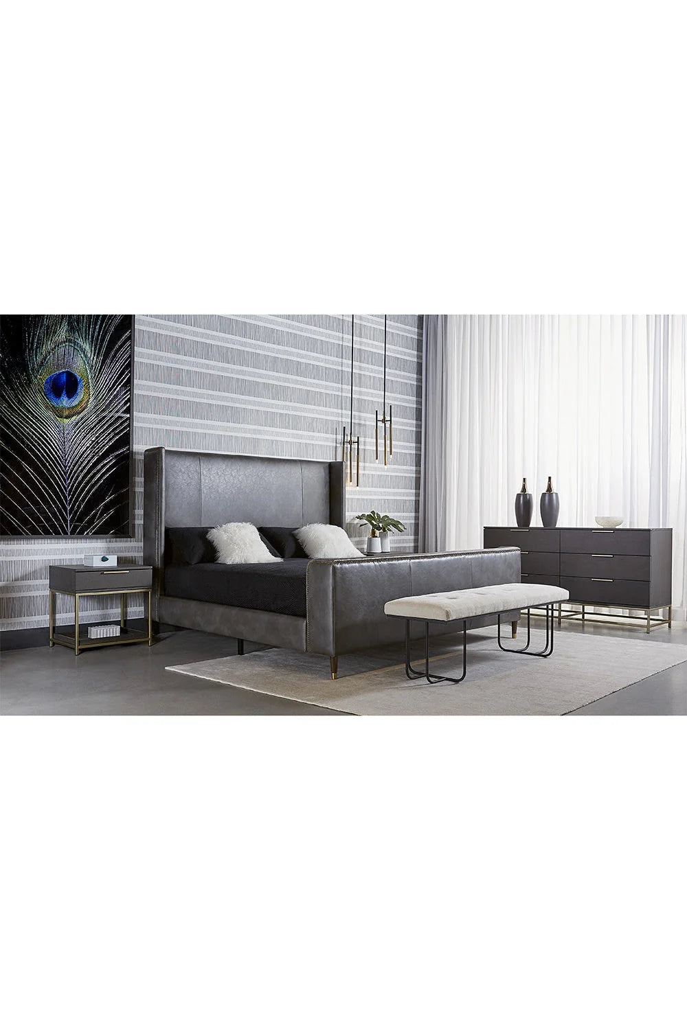 Luxury Modern Rebel 1-Drawer Nightstand European Style for Villa