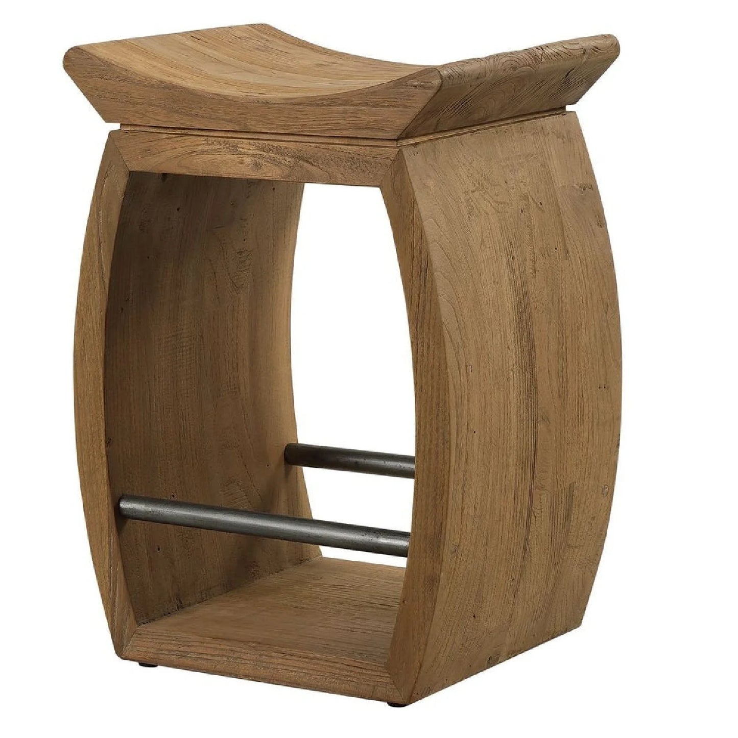 Luxury Modern Reclaimed Elm Wood Counter Stool European Style for Villa
