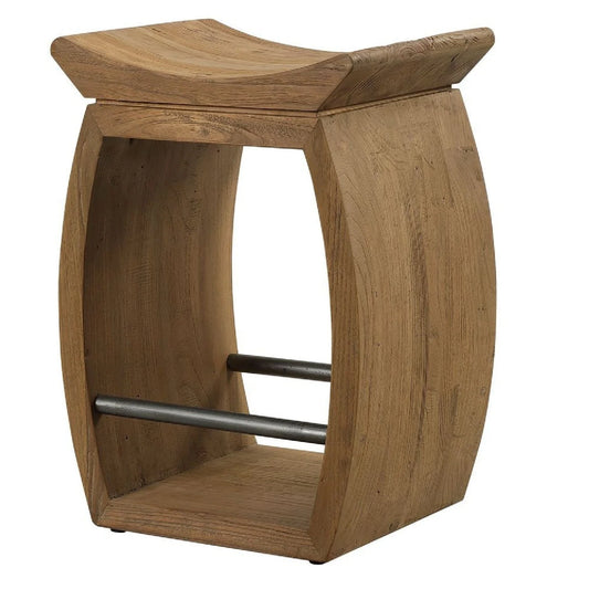 Luxury Modern Reclaimed Elm Wood Counter Stool European Style for Villa