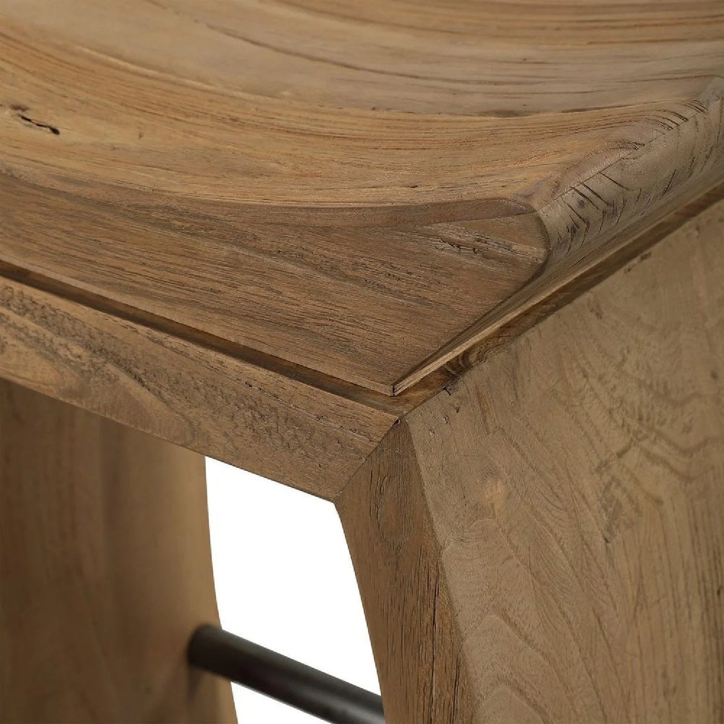 Luxury Modern Reclaimed Elm Wood Counter Stool European Style for Villa