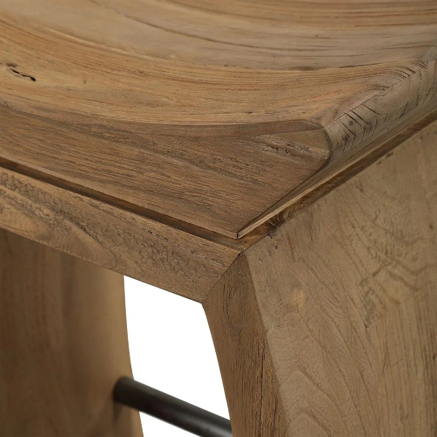 Luxury Modern Reclaimed Elm Wood Counter Stool European Style for Villa