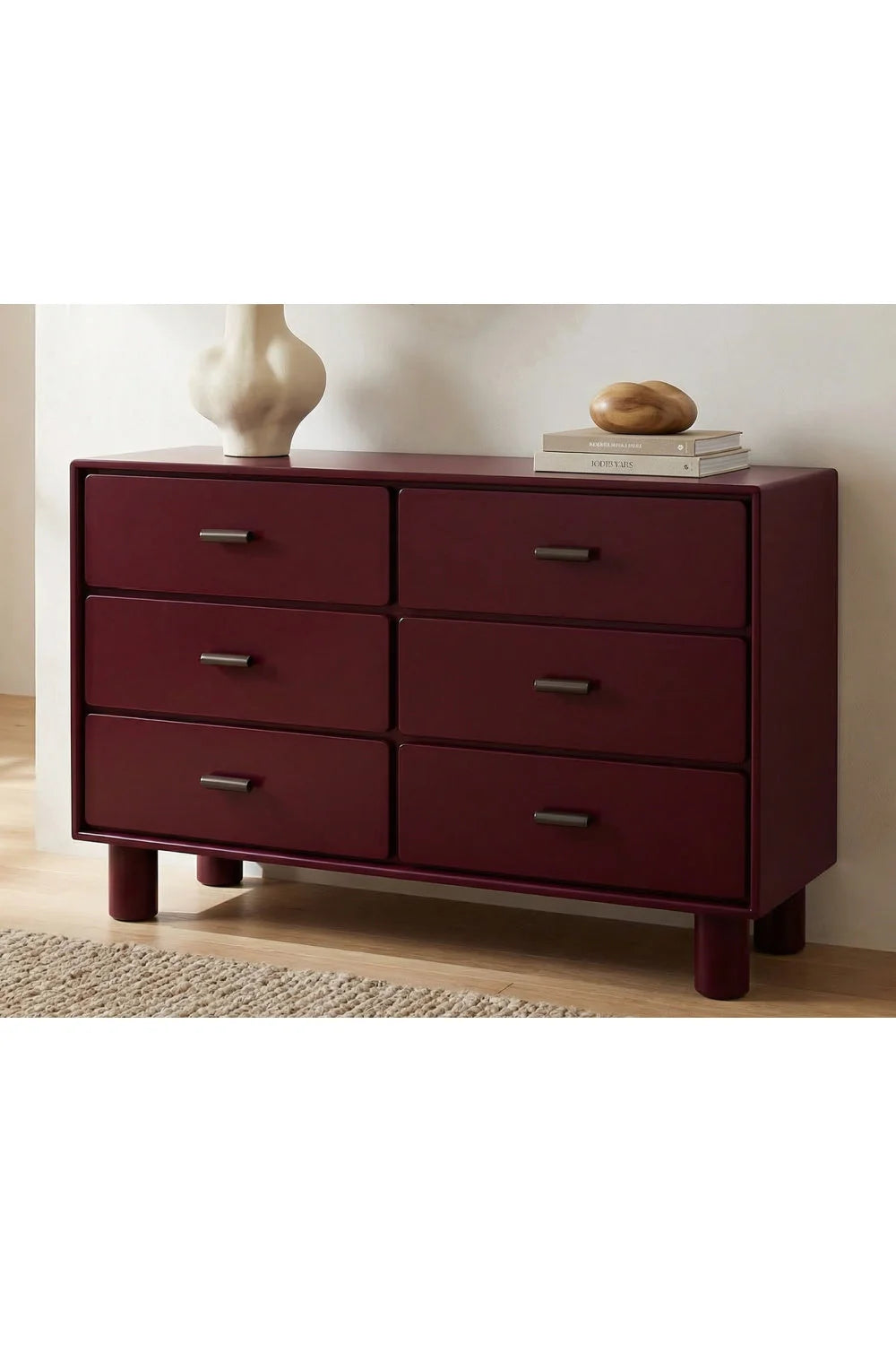 Luxury Modern Red Wooden Dresser European Style for Villa