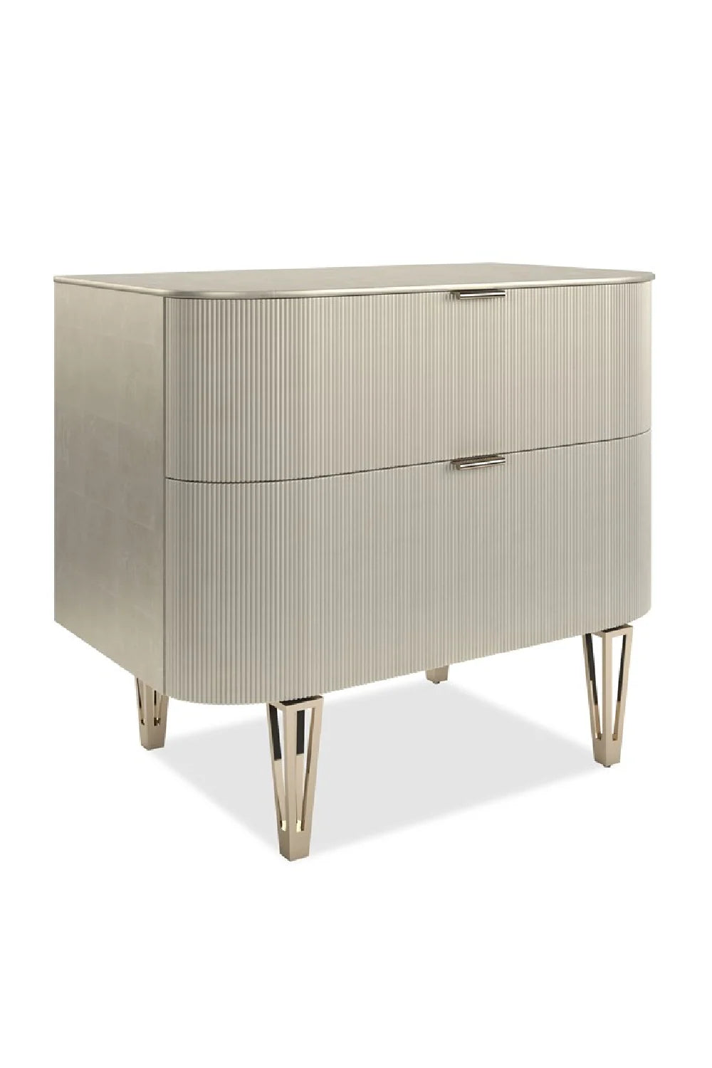Luxury Modern Reeded 2-Drawer Nightstand European Style for Villa