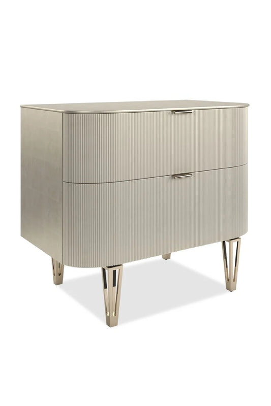 Luxury Modern Reeded 2-Drawer Nightstand European Style for Villa