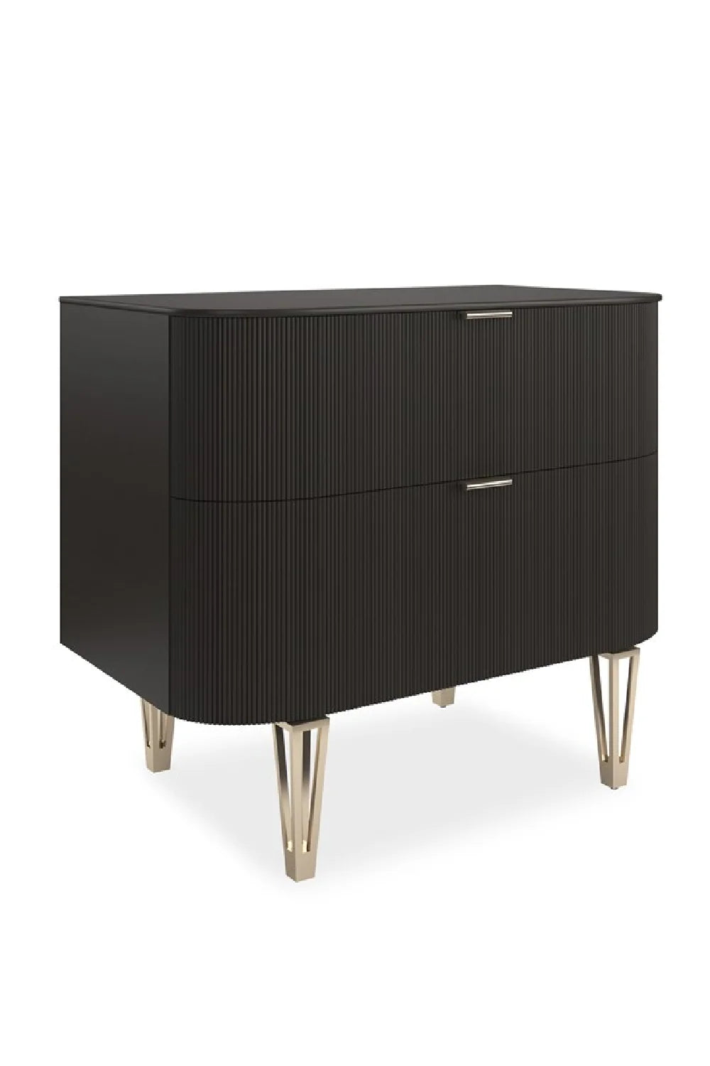 Luxury Modern Reeded 2-Drawer Nightstand European Style for Villa