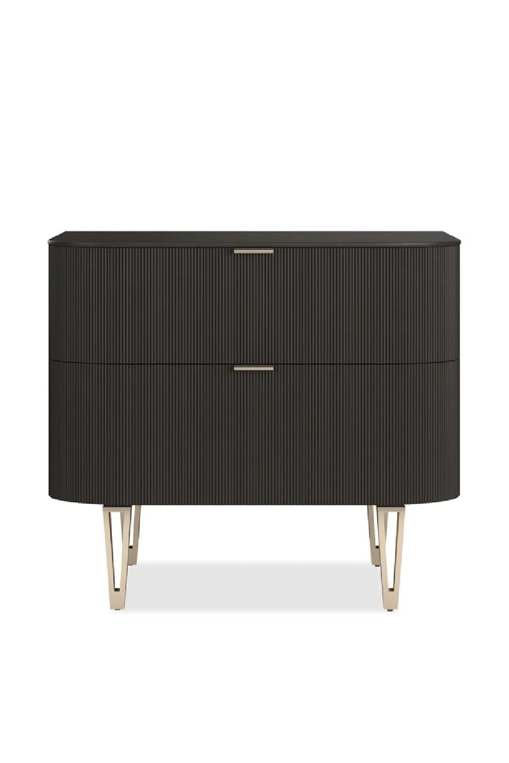 Luxury Modern Reeded 2-Drawer Nightstand European Style for Villa