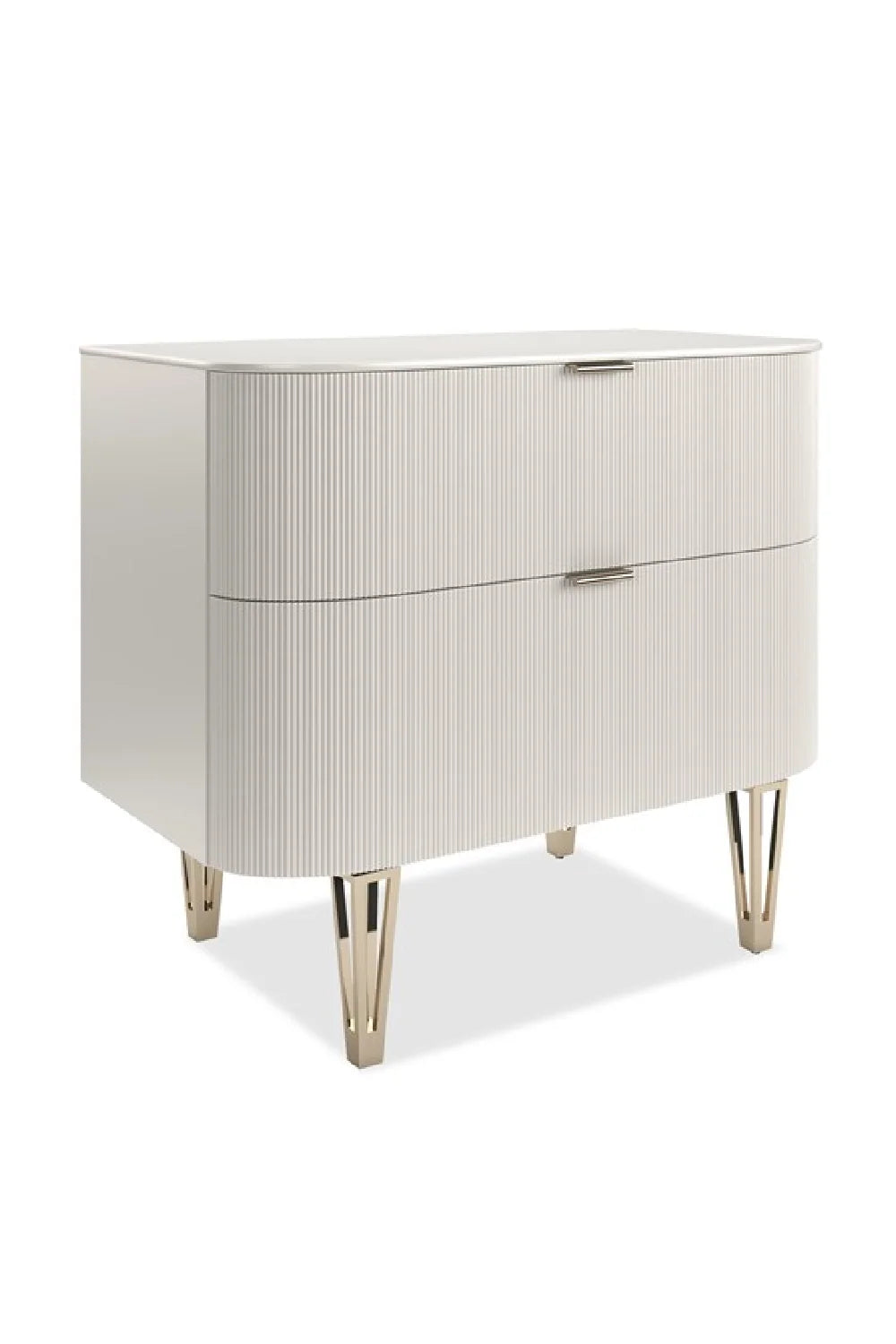Luxury Modern Reeded 2-Drawer Nightstand European Style for Villa