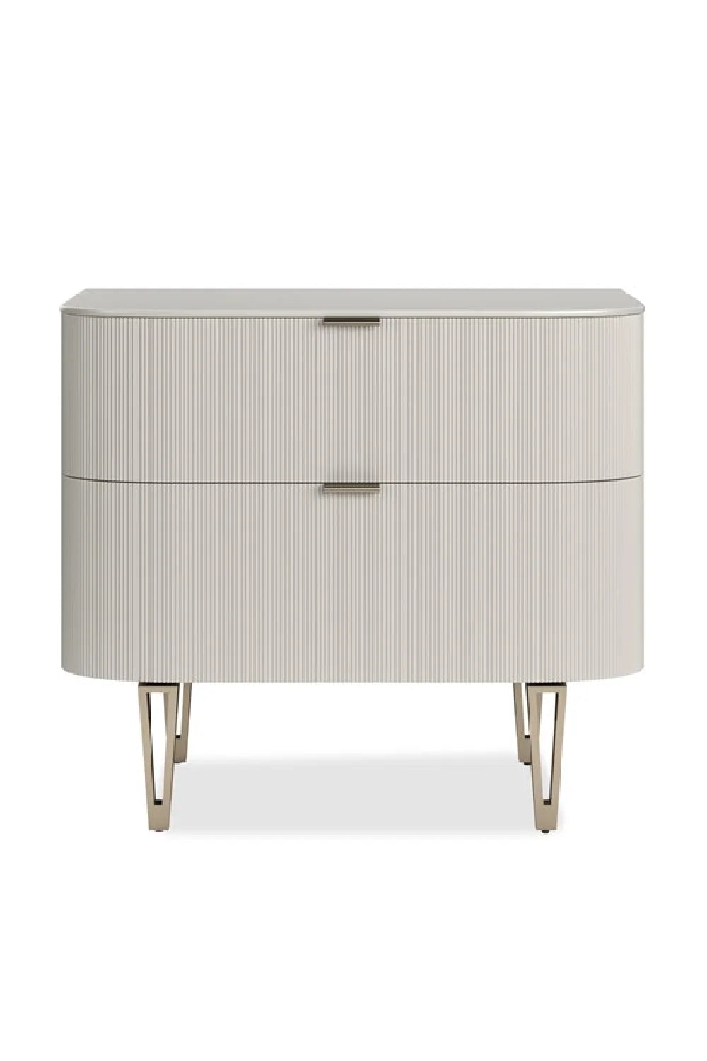 Luxury Modern Reeded 2-Drawer Nightstand European Style for Villa