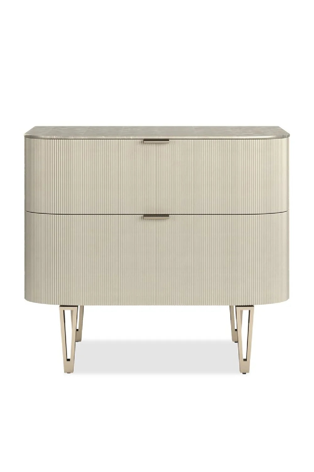 Luxury Modern Reeded 2-Drawer Nightstand European Style for Villa