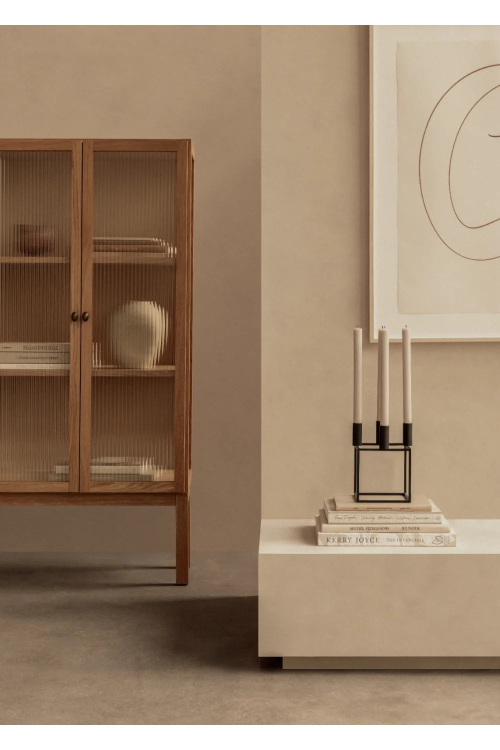 Luxury Modern Reeded Glass Cabinet European Style for Villa