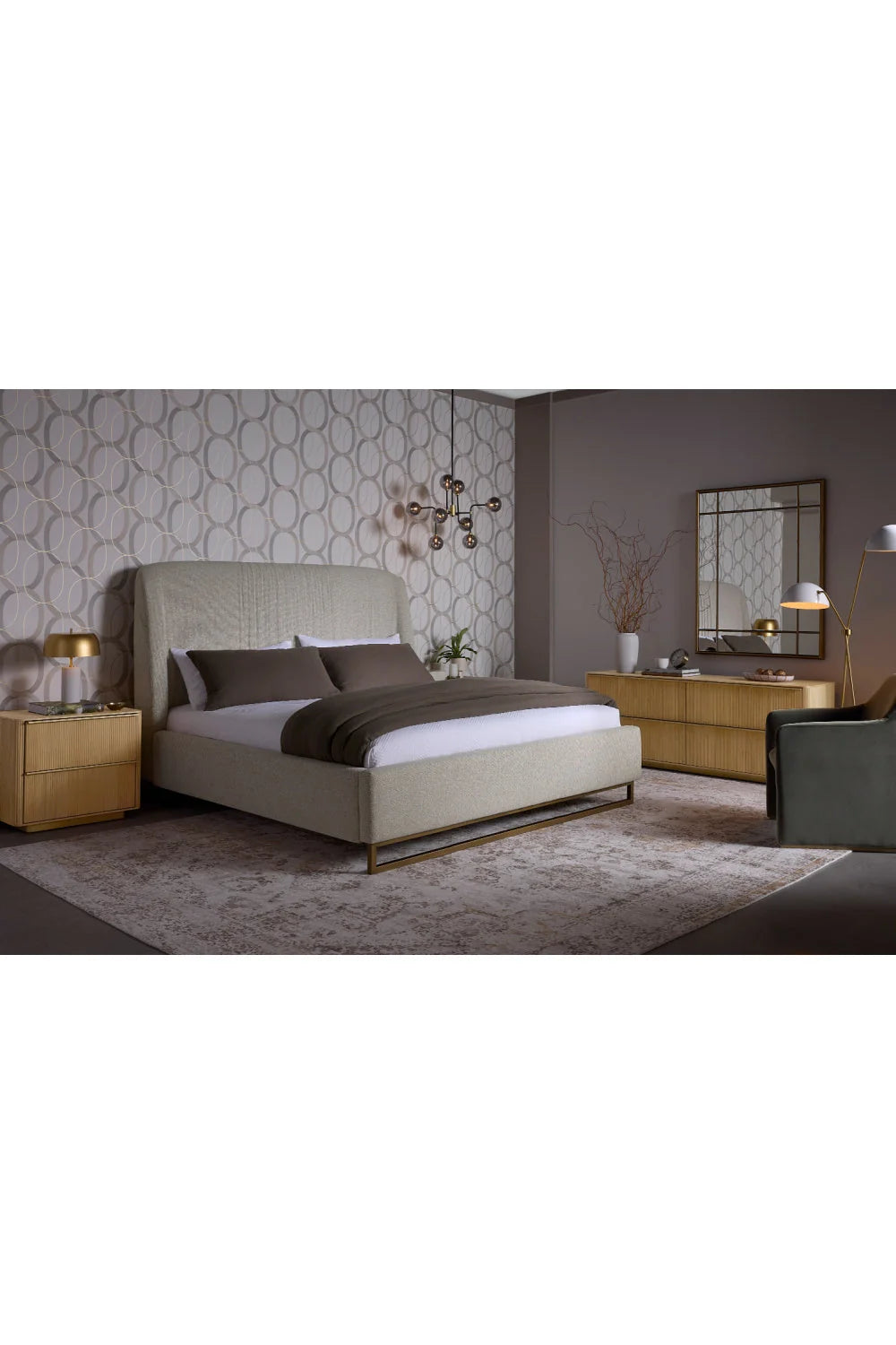 Luxury Modern Reeded Nightstand European Style for Villa