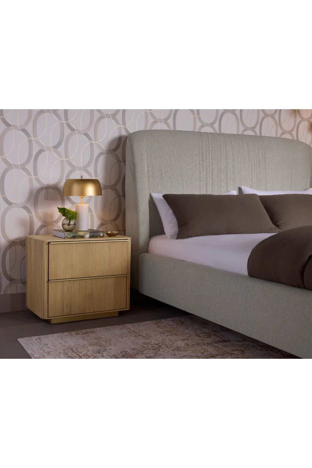 Luxury Modern Reeded Nightstand European Style for Villa
