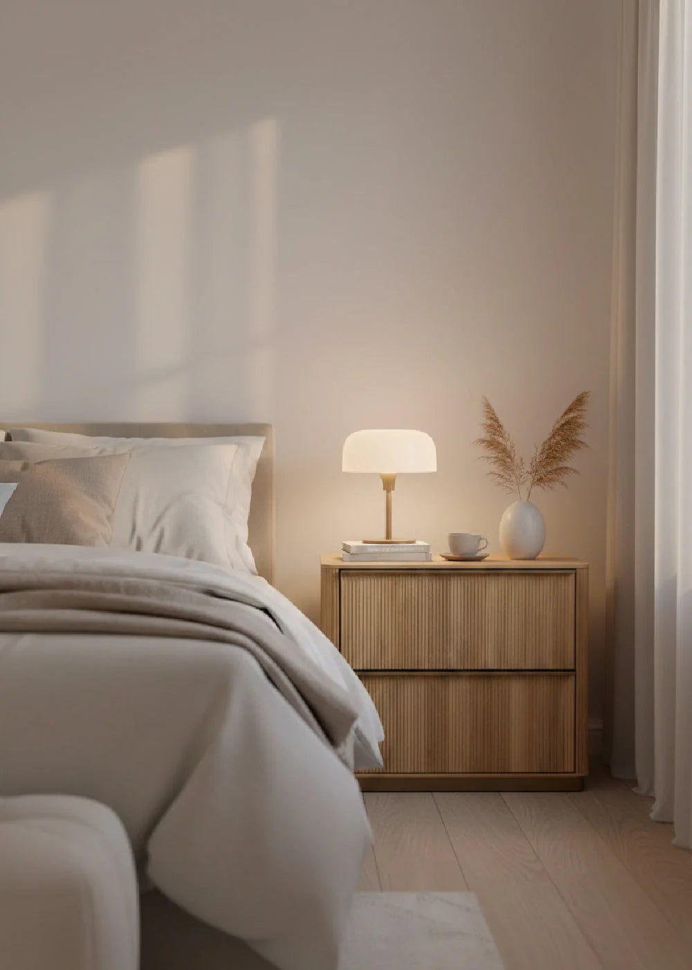 Luxury Modern Reeded Nightstand European Style for Villa