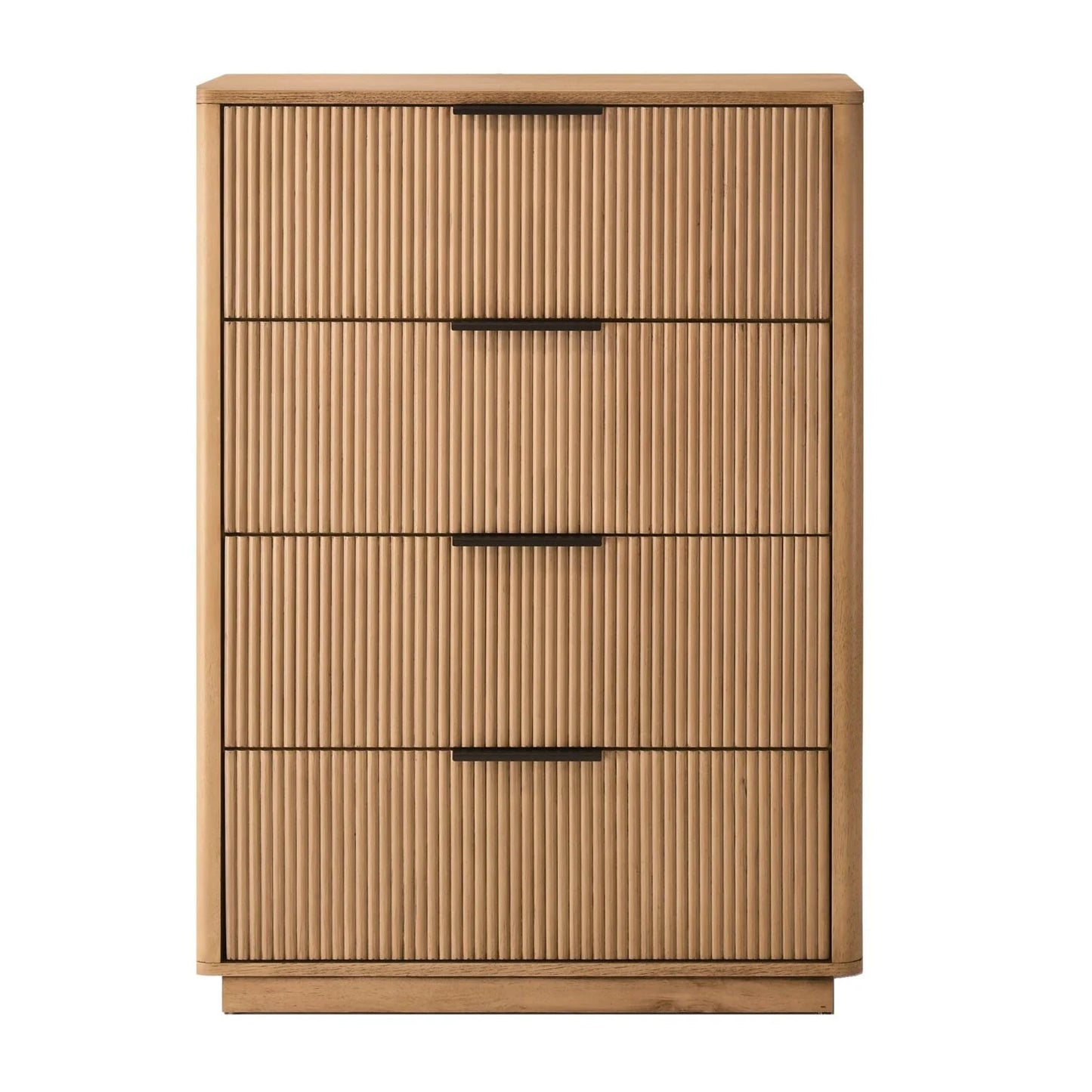 Luxury Modern Reeded Wood 4-Drawer Chest European Style for Villa