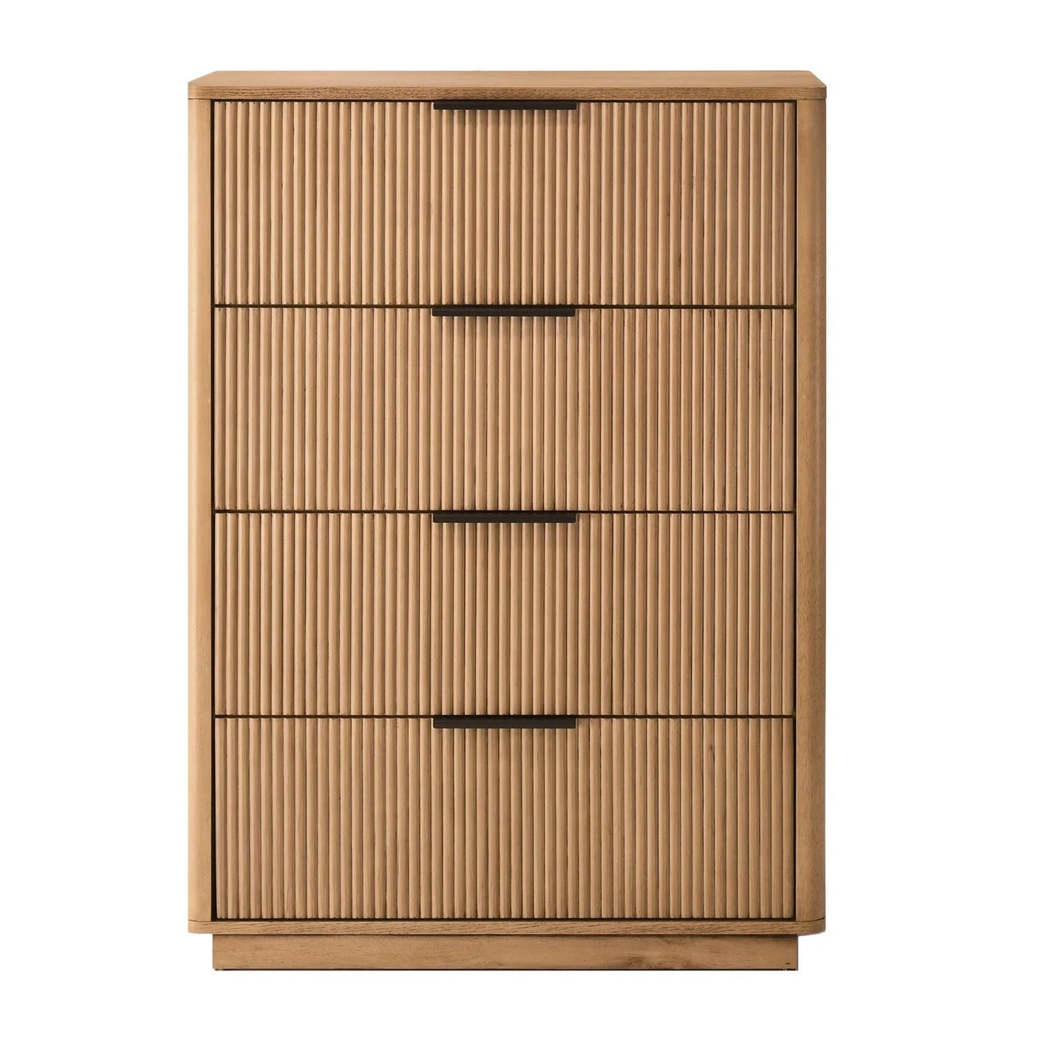 Luxury Modern Reeded Wood 4-Drawer Chest European Style for Villa