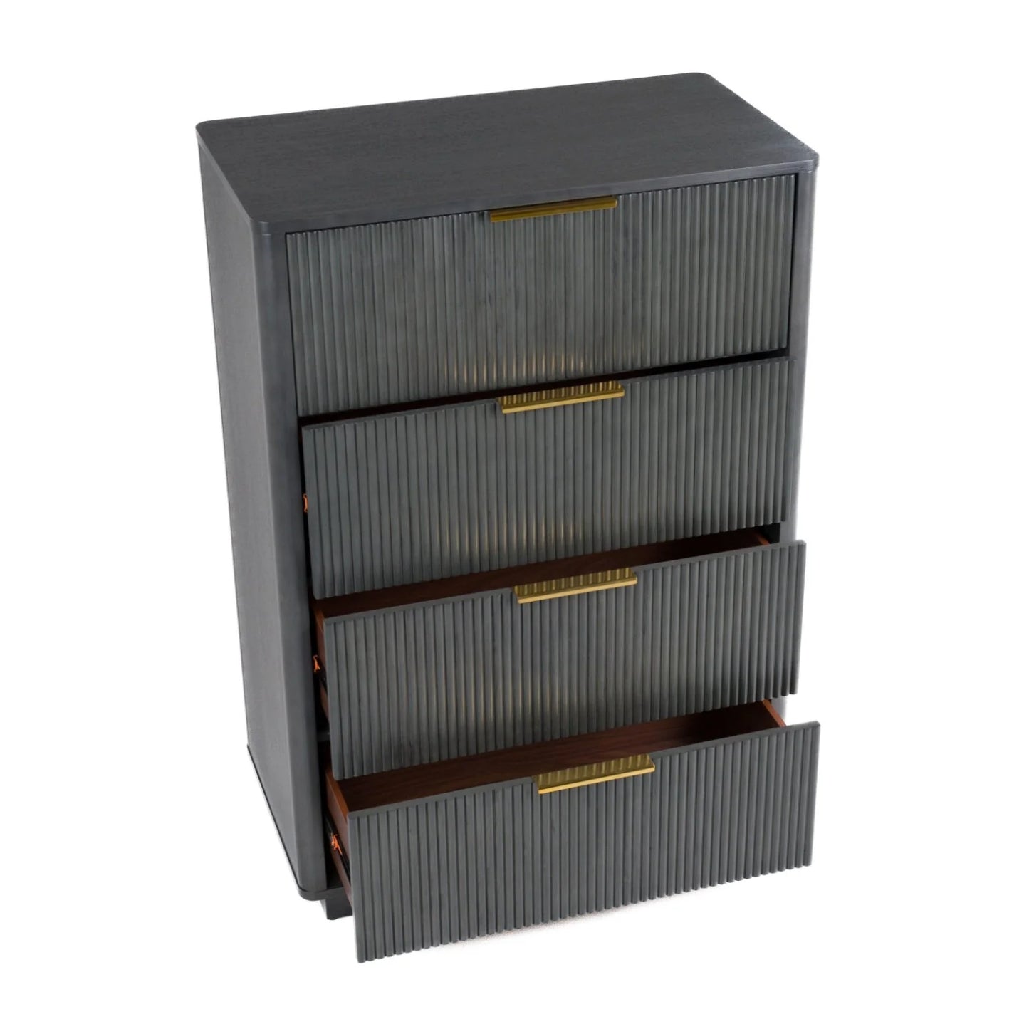 Luxury Modern Reeded Wood 4-Drawer Chest European Style for Villa