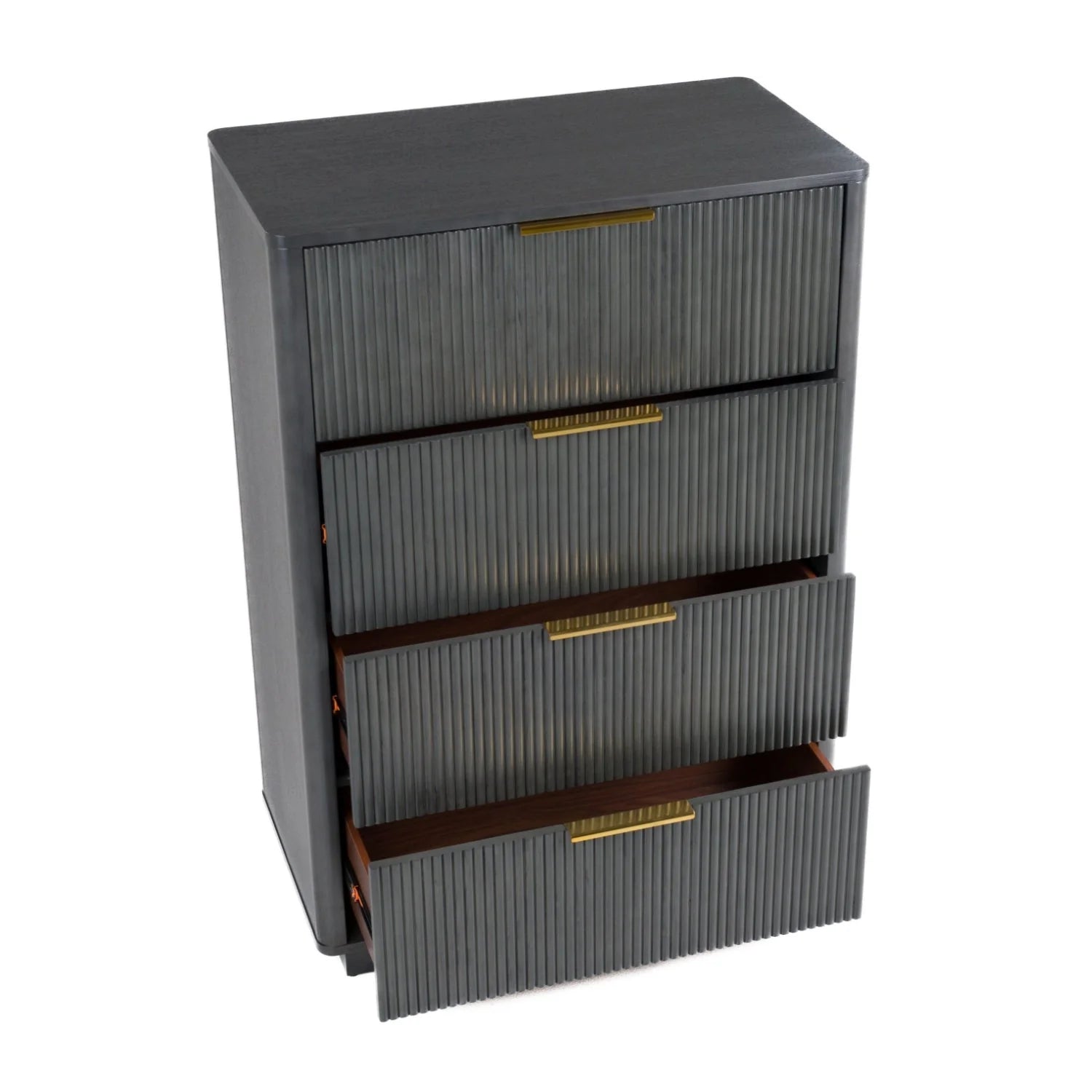 Luxury Modern Reeded Wood 4-Drawer Chest European Style for Villa