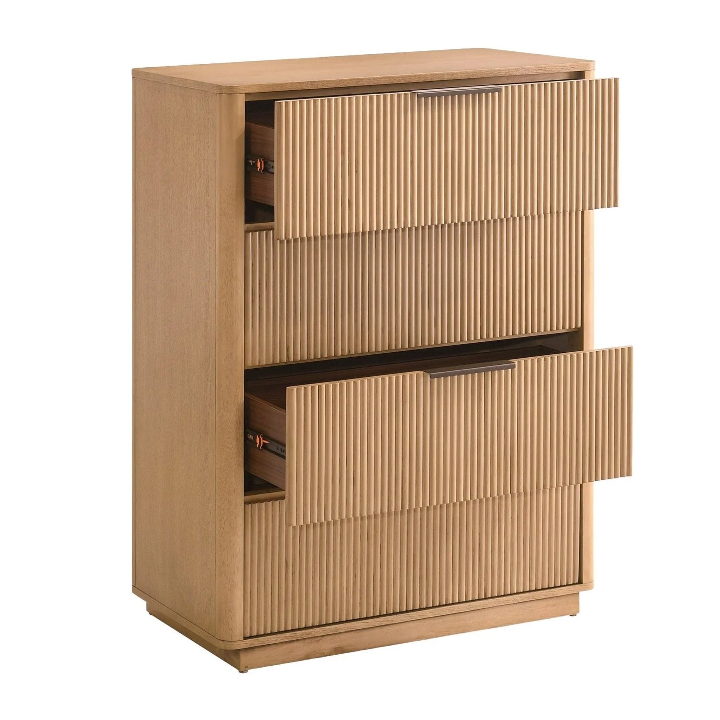 Luxury Modern Reeded Wood 4-Drawer Chest European Style for Villa